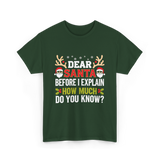 Dear Santa Christmas Design T-Shirt - Forest Green