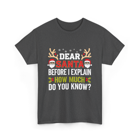 Dear Santa Christmas Design T-Shirt - Dark Heather