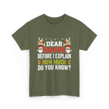 Dear Santa Christmas Design T-Shirt - Military Green