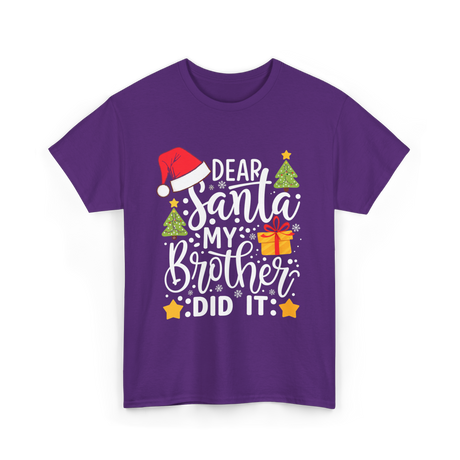 Dear Santa My Brother Christmas T-Shirt - Purple