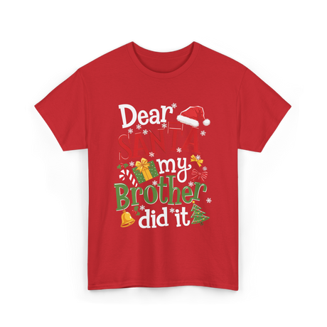 Dear Santa My Brother Christmas T-Shirt - Red