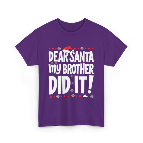 Dear Santa My Brother Christmas T-Shirt - Purple