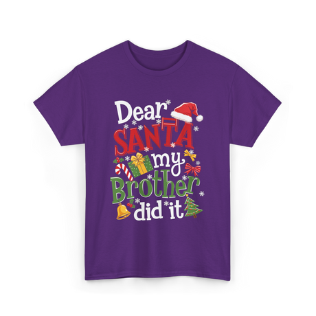 Dear Santa My Brother Christmas T-Shirt - Purple