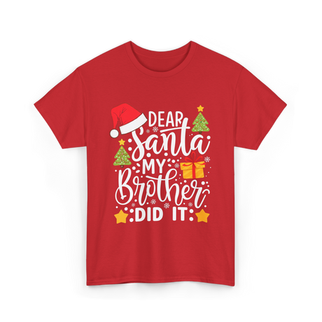 Dear Santa My Brother Christmas T-Shirt - Red