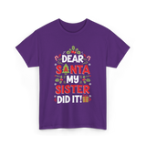 Dear Santa My Sister Christmas Kids T-Shirt - Purple