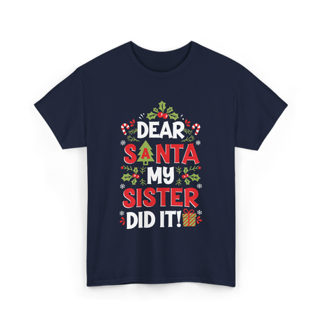 Dear Santa My Sister Christmas Kids T-Shirt - Navy