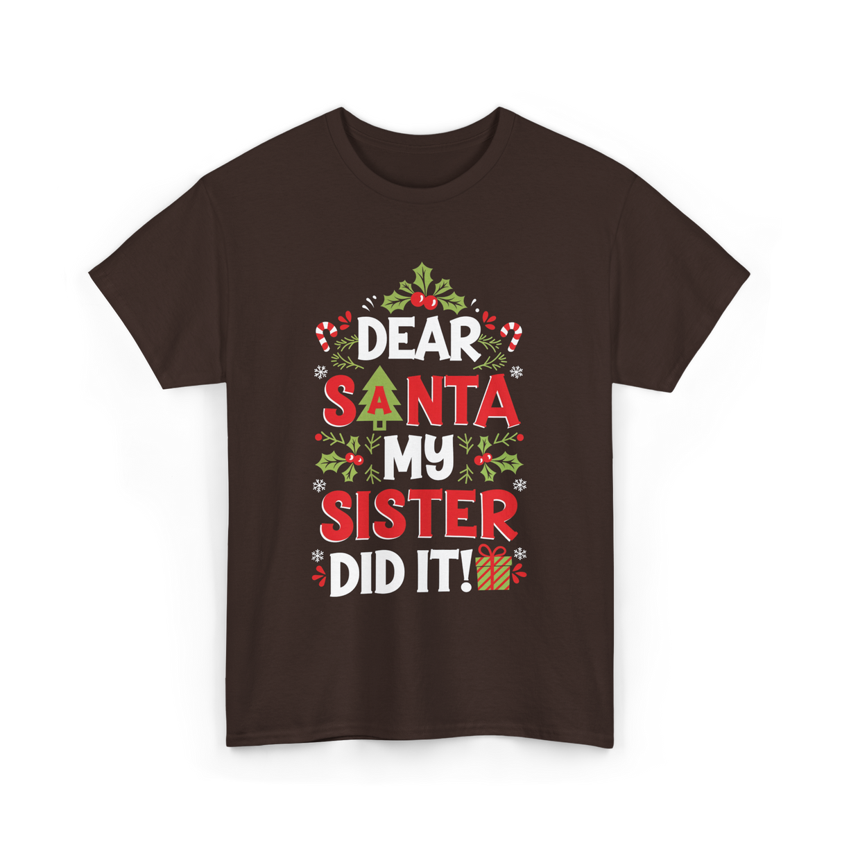 Dear Santa My Sister Christmas Kids T-Shirt - Dark Chocolate