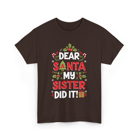 Dear Santa My Sister Christmas Kids T-Shirt - Dark Chocolate