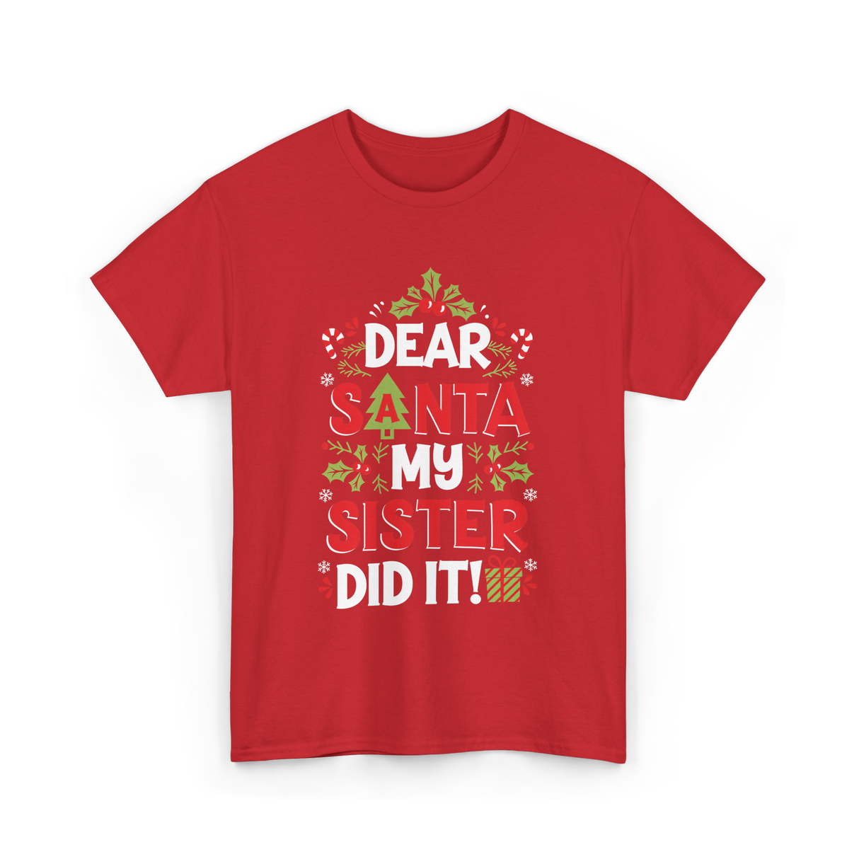 Dear Santa My Sister Christmas Kids T-Shirt - Red