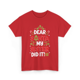 Dear Santa My Sister Christmas Kids T-Shirt - Red