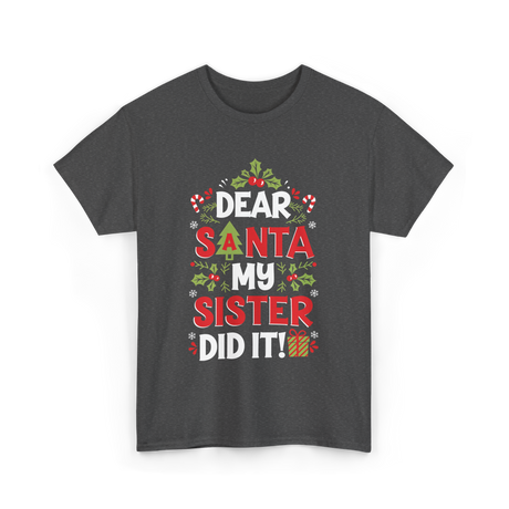 Dear Santa My Sister Christmas Kids T-Shirt - Dark Heather