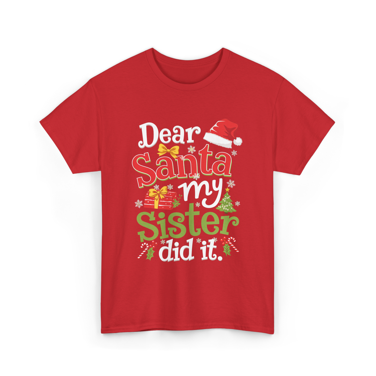 Dear Santa My Sister Christmas T-Shirt - Red