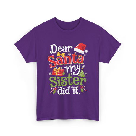 Dear Santa My Sister Christmas T-Shirt - Purple