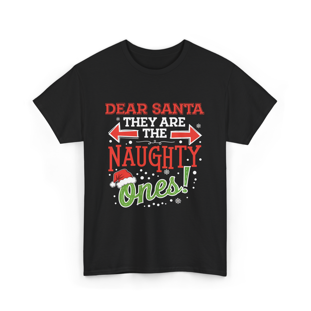 Dear Santa Naughty Ones Christmas T-Shirt - Black