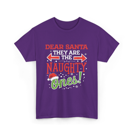 Dear Santa Naughty Ones Christmas T-Shirt - Purple