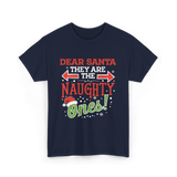 Dear Santa Naughty Ones Christmas T-Shirt - Navy