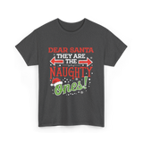 Dear Santa Naughty Ones Christmas T-Shirt - Dark Heather