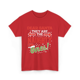 Dear Santa Naughty Ones Christmas T-Shirt - Red