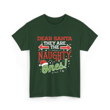 Dear Santa Naughty Ones Christmas T-Shirt - Forest Green