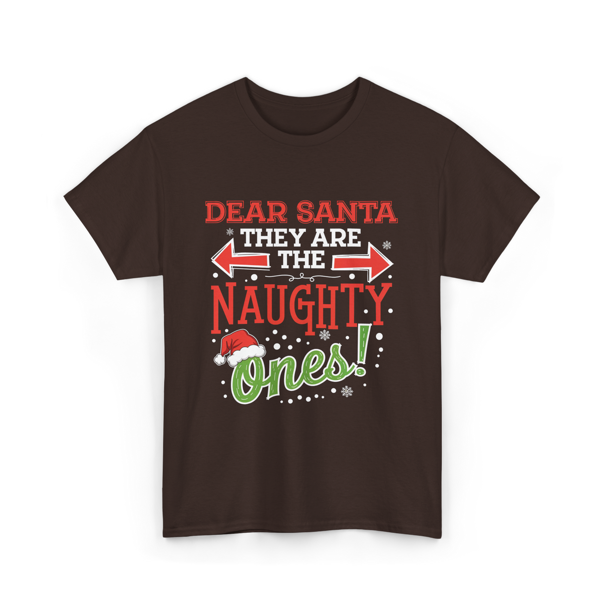 Dear Santa Naughty Ones Christmas T-Shirt - Dark Chocolate