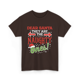 Dear Santa Naughty Ones Christmas T-Shirt - Dark Chocolate