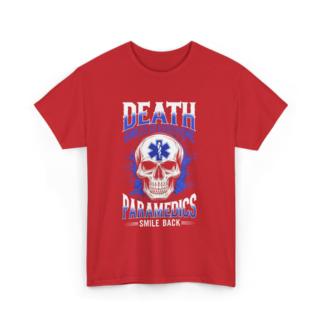 Death Smiles Paramedics EMT T-Shirt - Red