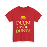 Deen Over Dunya Islamic Culture T-Shirt - Red