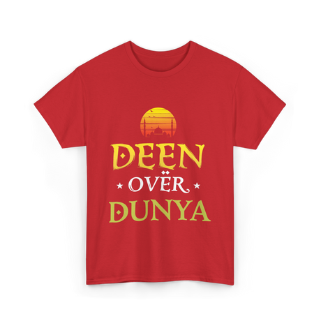 Deen Over Dunya Islamic Culture T-Shirt - Red