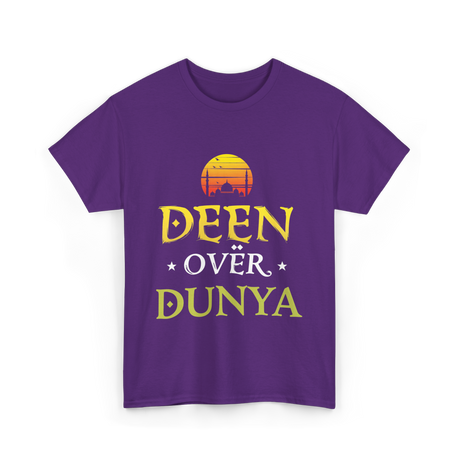 Deen Over Dunya Islamic Culture T-Shirt - Purple