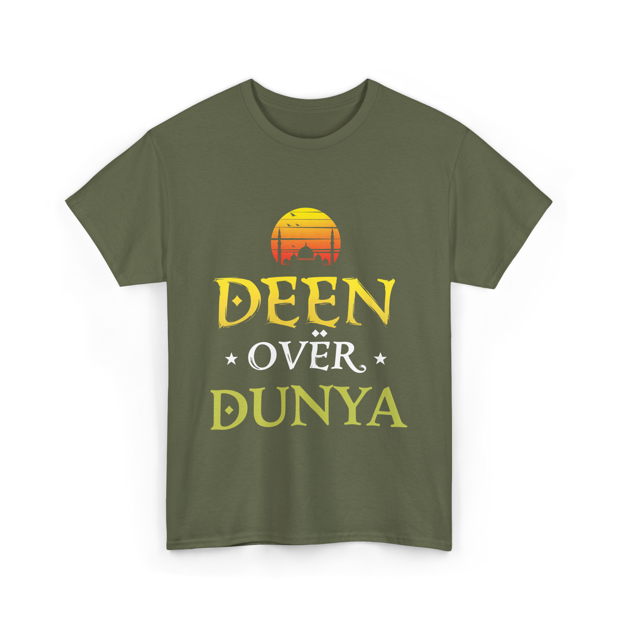 Deen Over Dunya Islamic Culture T-Shirt - Military Green