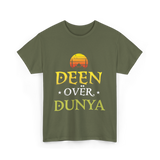 Deen Over Dunya Islamic Culture T-Shirt - Military Green