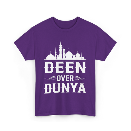 Deen Over Dunya Islamic Faith T-Shirt - Purple