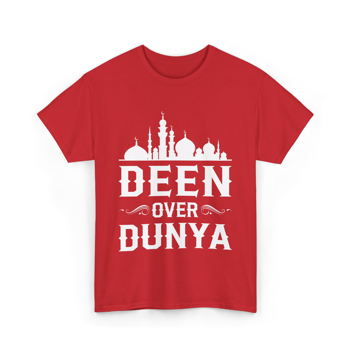 Deen Over Dunya Islamic Faith T-Shirt - Red