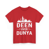 Deen Over Dunya Islamic Faith T-Shirt - Red