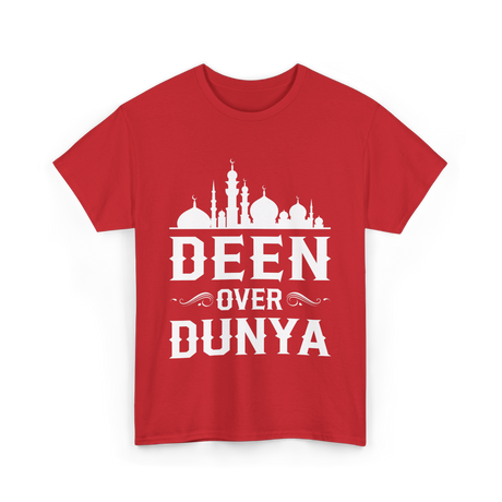 Deen Over Dunya Islamic Faith T-Shirt - Red