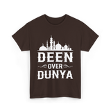 Deen Over Dunya Islamic Faith T-Shirt - Dark Chocolate