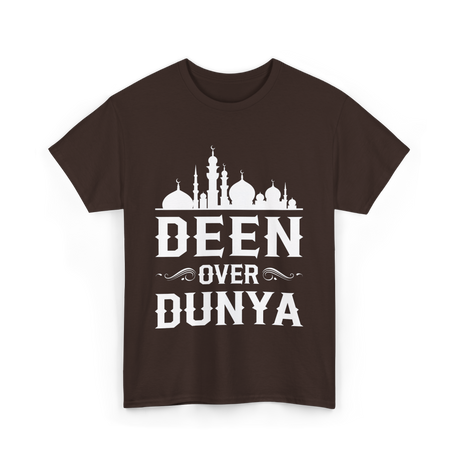 Deen Over Dunya Islamic Faith T-Shirt - Dark Chocolate