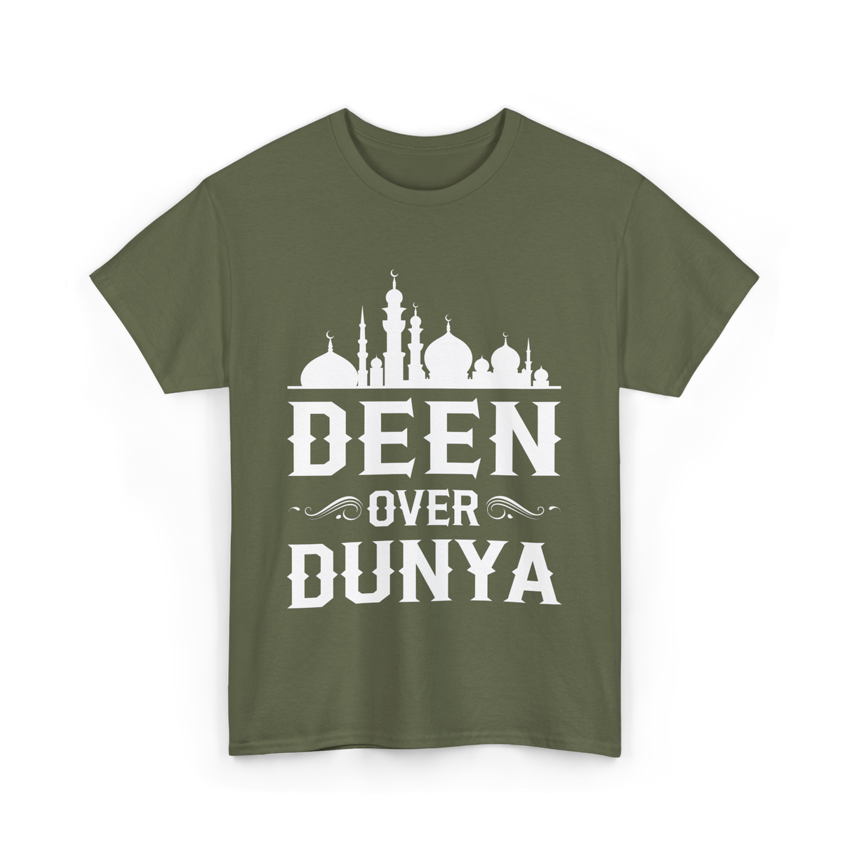 Deen Over Dunya Islamic Faith T-Shirt - Military Green