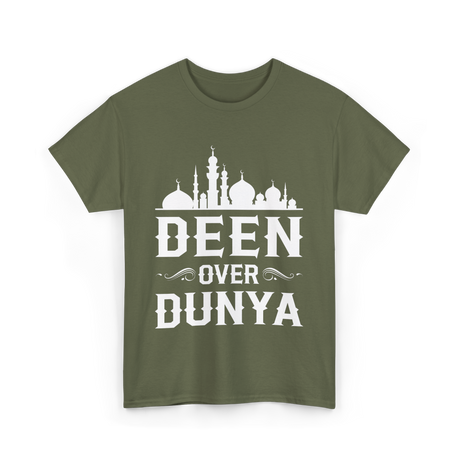 Deen Over Dunya Islamic Faith T-Shirt - Military Green