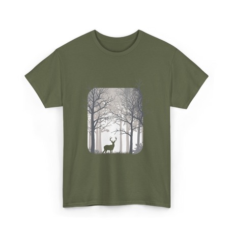 Deer Forest Wildlife Nature T-Shirt - Military Green