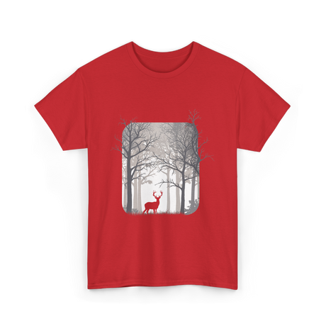 Deer Forest Wildlife Nature T-Shirt - Red