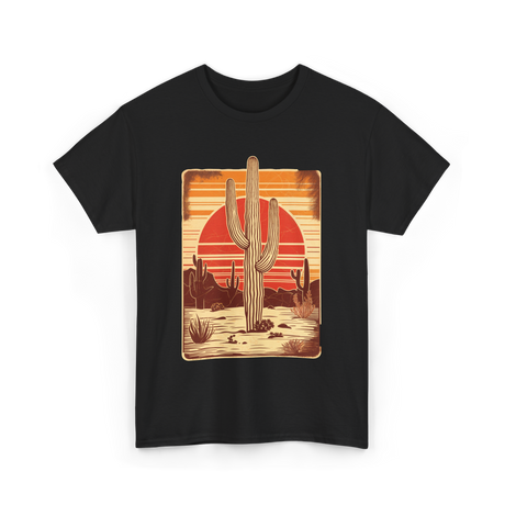 Desert Cactus Sunset Cactus T-Shirt - Black