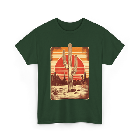 Desert Cactus Sunset Cactus T-Shirt - Forest Green