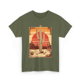 Desert Cactus Sunset Cactus T-Shirt - Military Green
