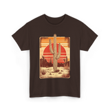 Desert Cactus Sunset Cactus T-Shirt - Dark Chocolate