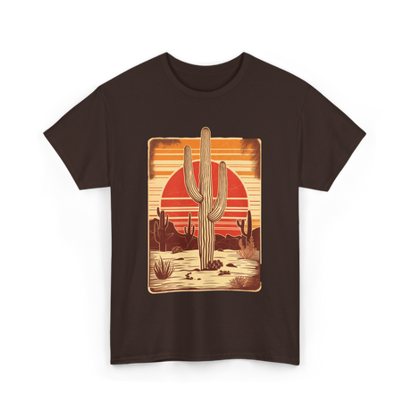 Desert Cactus Sunset Cactus T-Shirt - Dark Chocolate