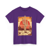 Desert Cactus Sunset Cactus T-Shirt - Purple