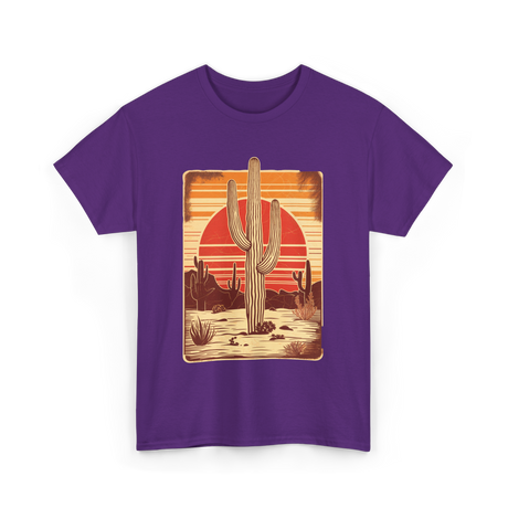 Desert Cactus Sunset Cactus T-Shirt - Purple