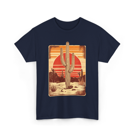 Desert Cactus Sunset Cactus T-Shirt - Navy