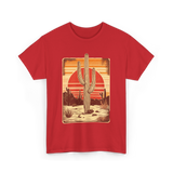 Desert Cactus Sunset Cactus T-Shirt - Red